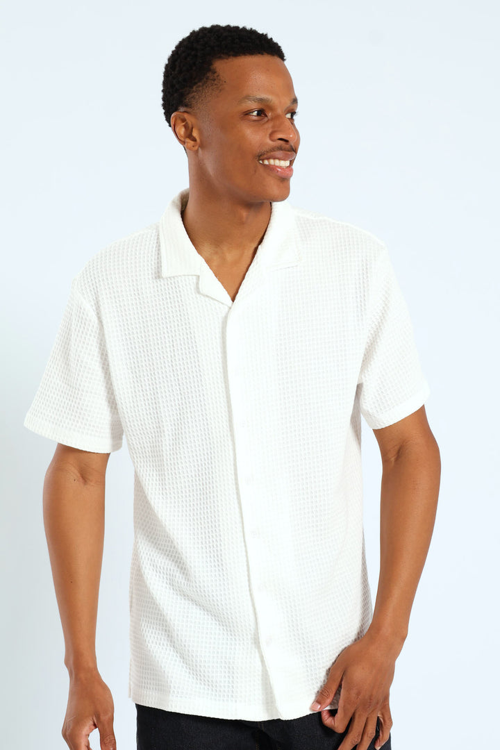 Grid Waffel Shirt - White