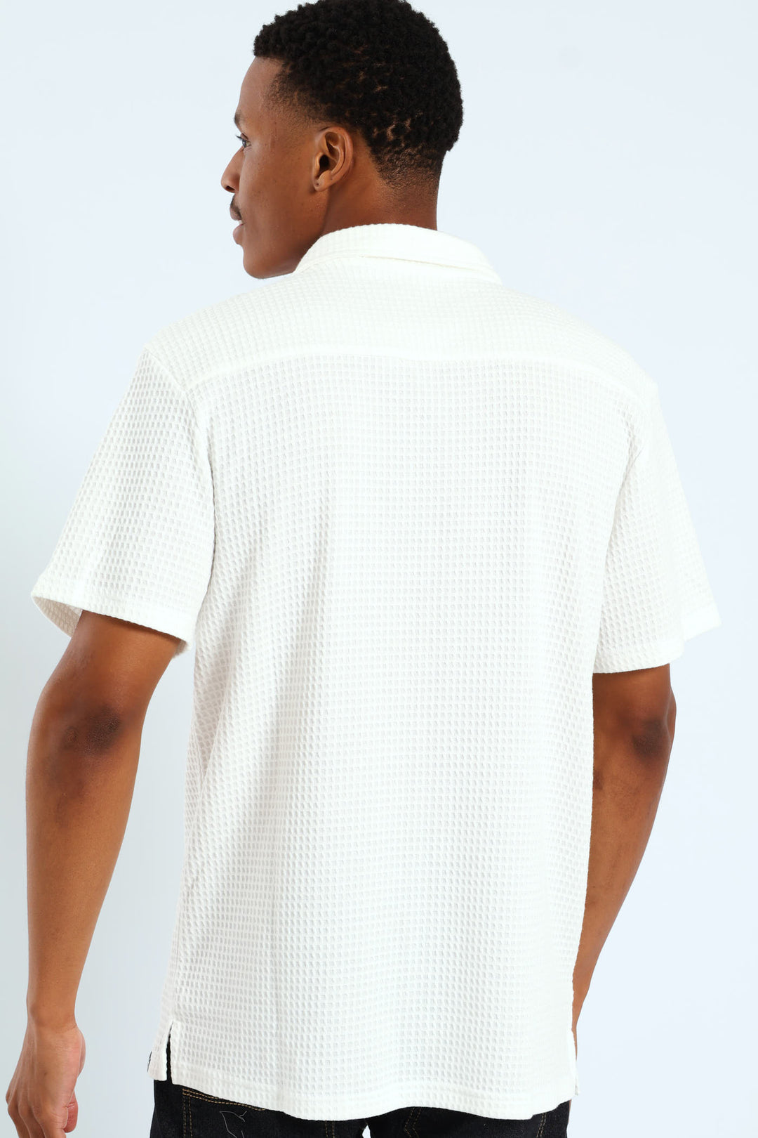 Grid Waffel Shirt - White