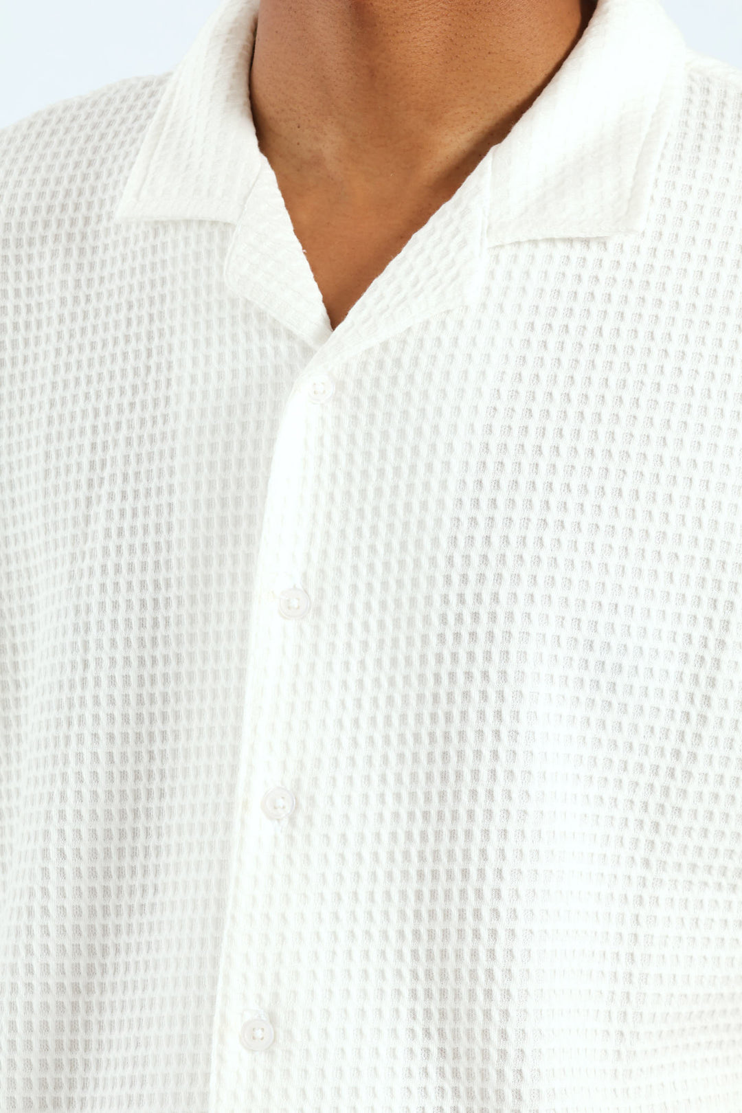 Grid Waffel Shirt - White