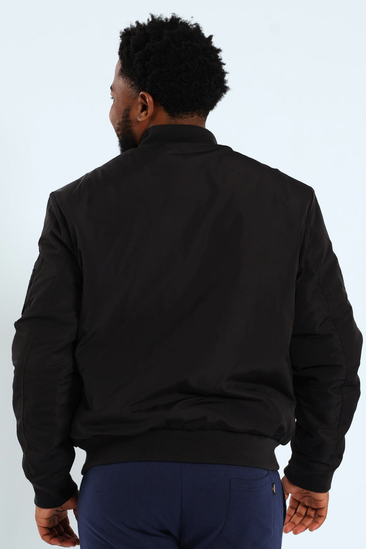Longer Zip Bomber Jacket - Black