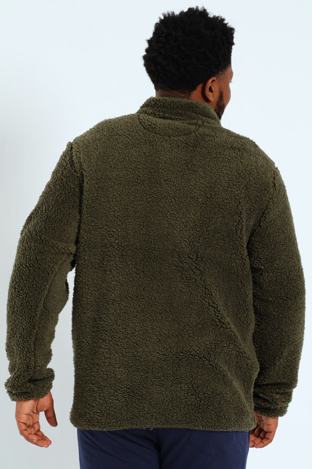 Borg Nylon Zip Through Track Top - Olive