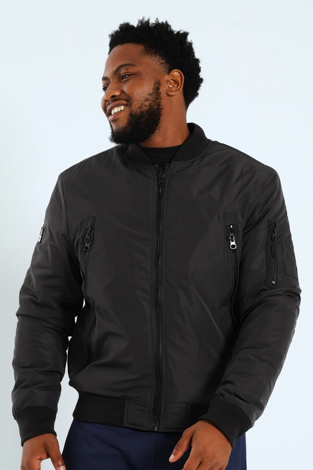 Longer Zip Bomber Jacket - Charcoal