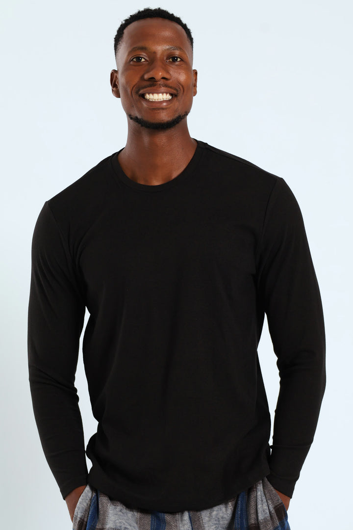 Long Sleeve Interlock Sleep Top - Black