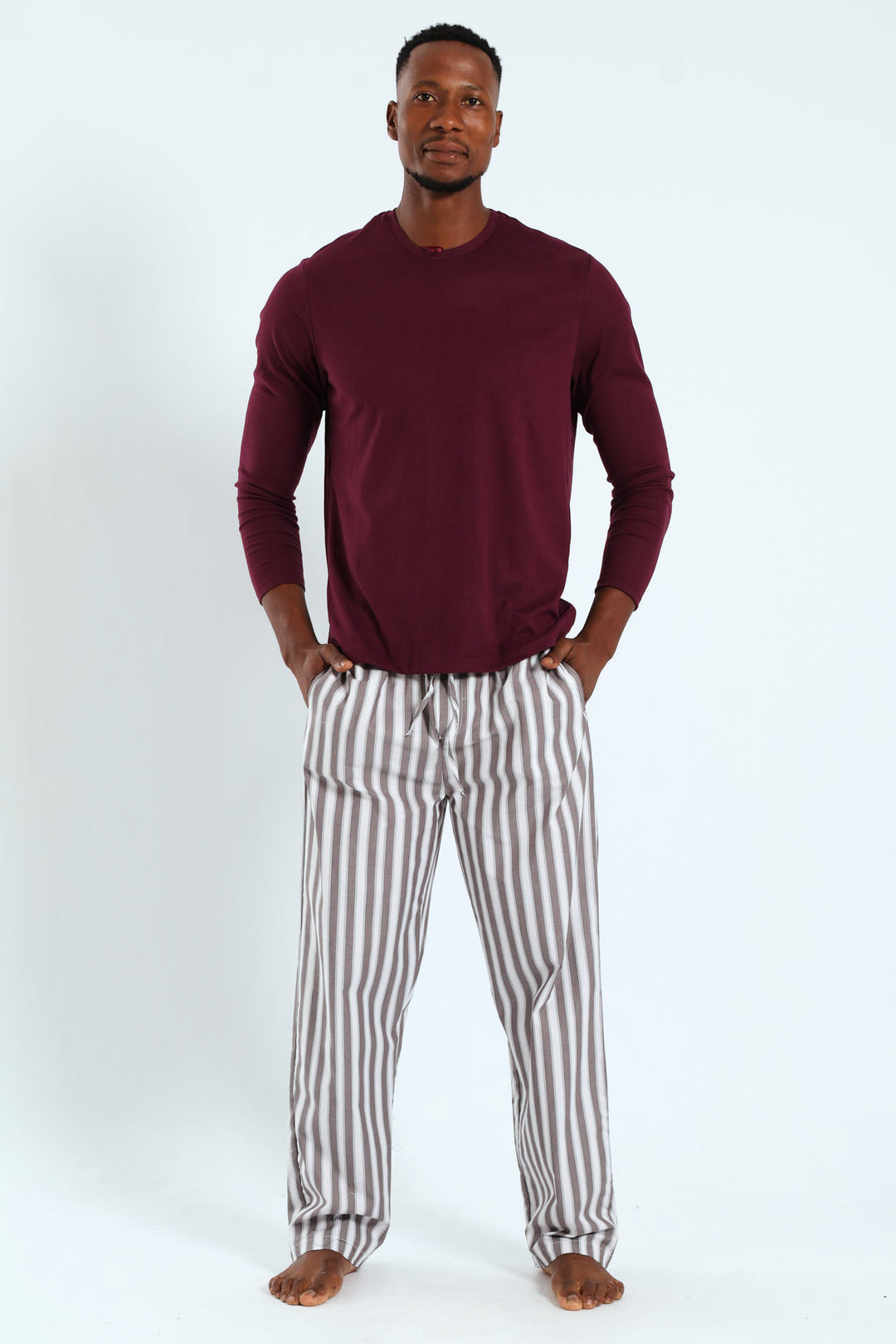 Long Sleeve Interlock Sleep Top - Burgundy