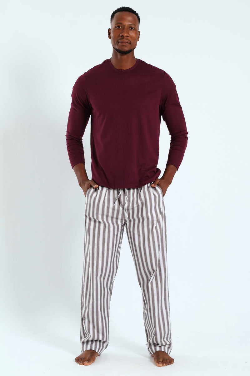 Long Sleeve Interlock Sleep Top - Burgundy