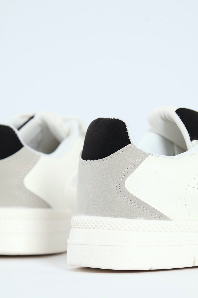 Boys Pu Mesh Sneaker - White