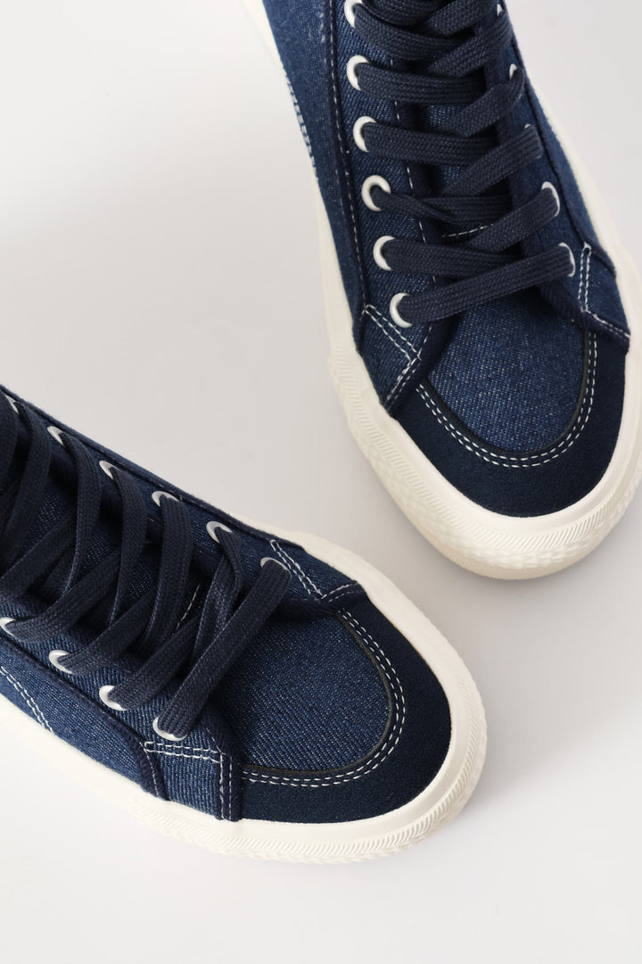 Alessia Platform High Top Sneaker - Denim
