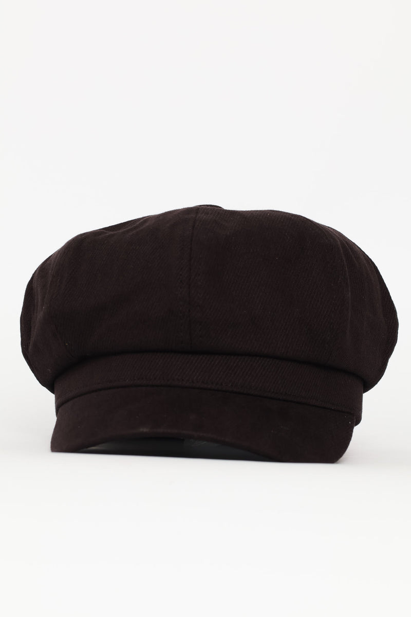 Panel Baker Boy Hat - Black