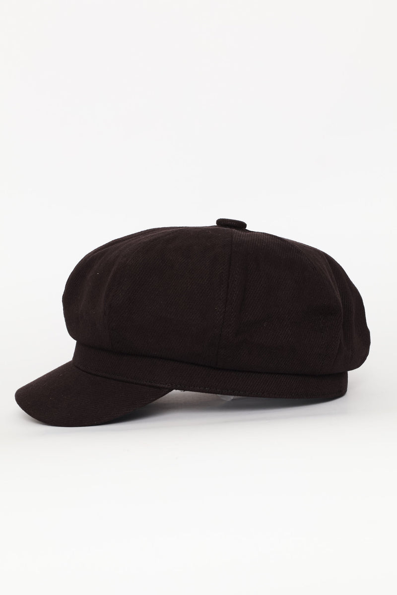 Panel Baker Boy Hat - Black
