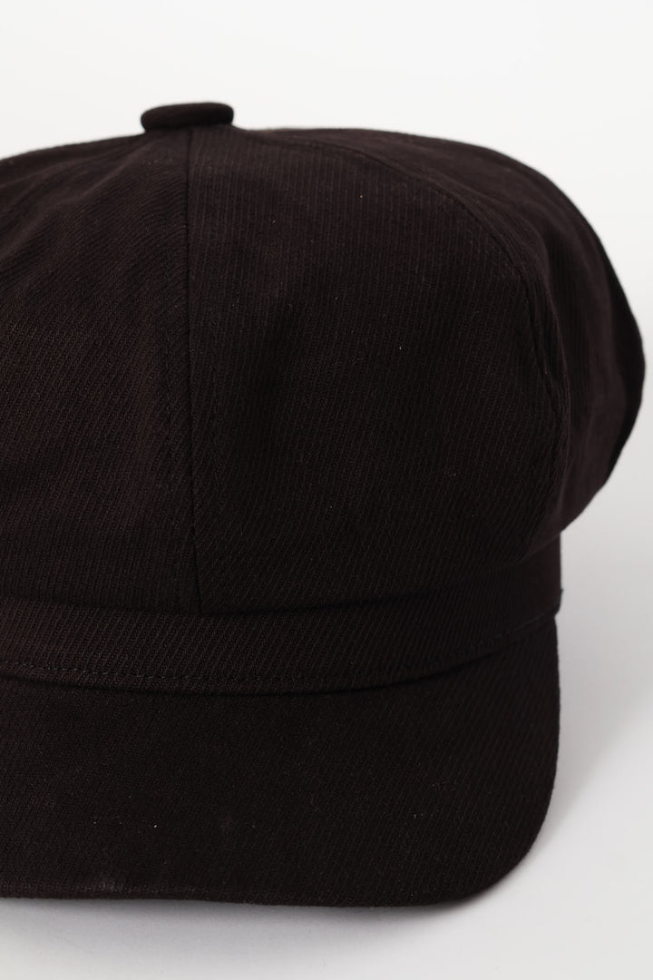 Panel Baker Boy Hat - Black