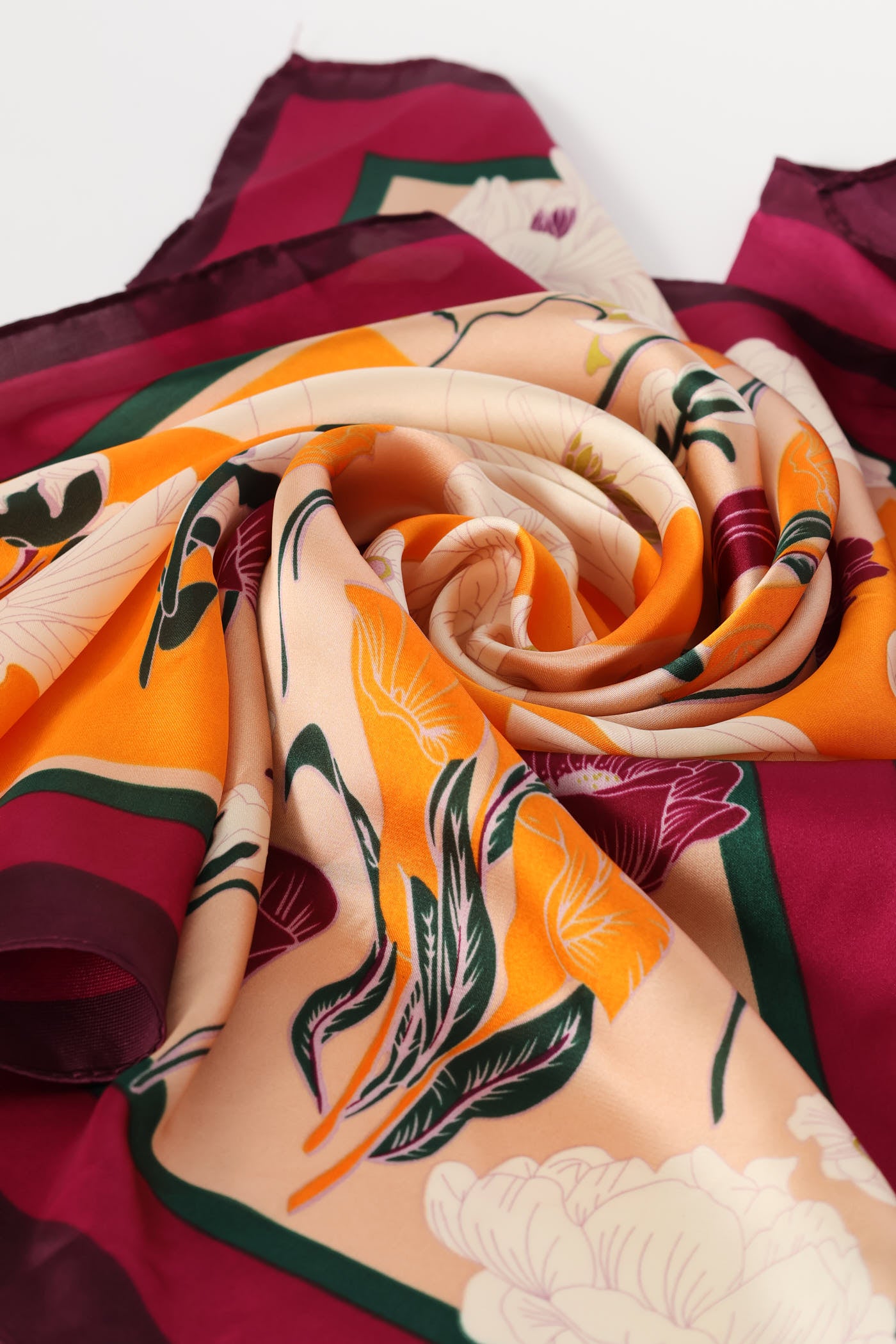 Ladies Floral Print Satin Feel Scarf - Orange – Edgars