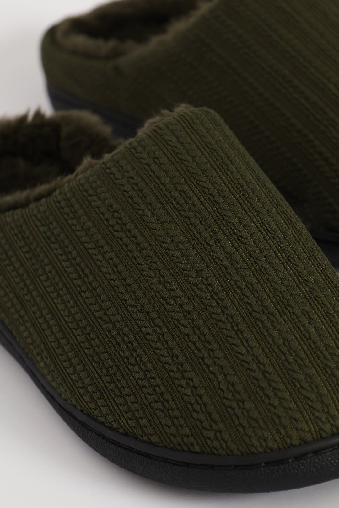 Braided Knit Upper Slipper - Olive