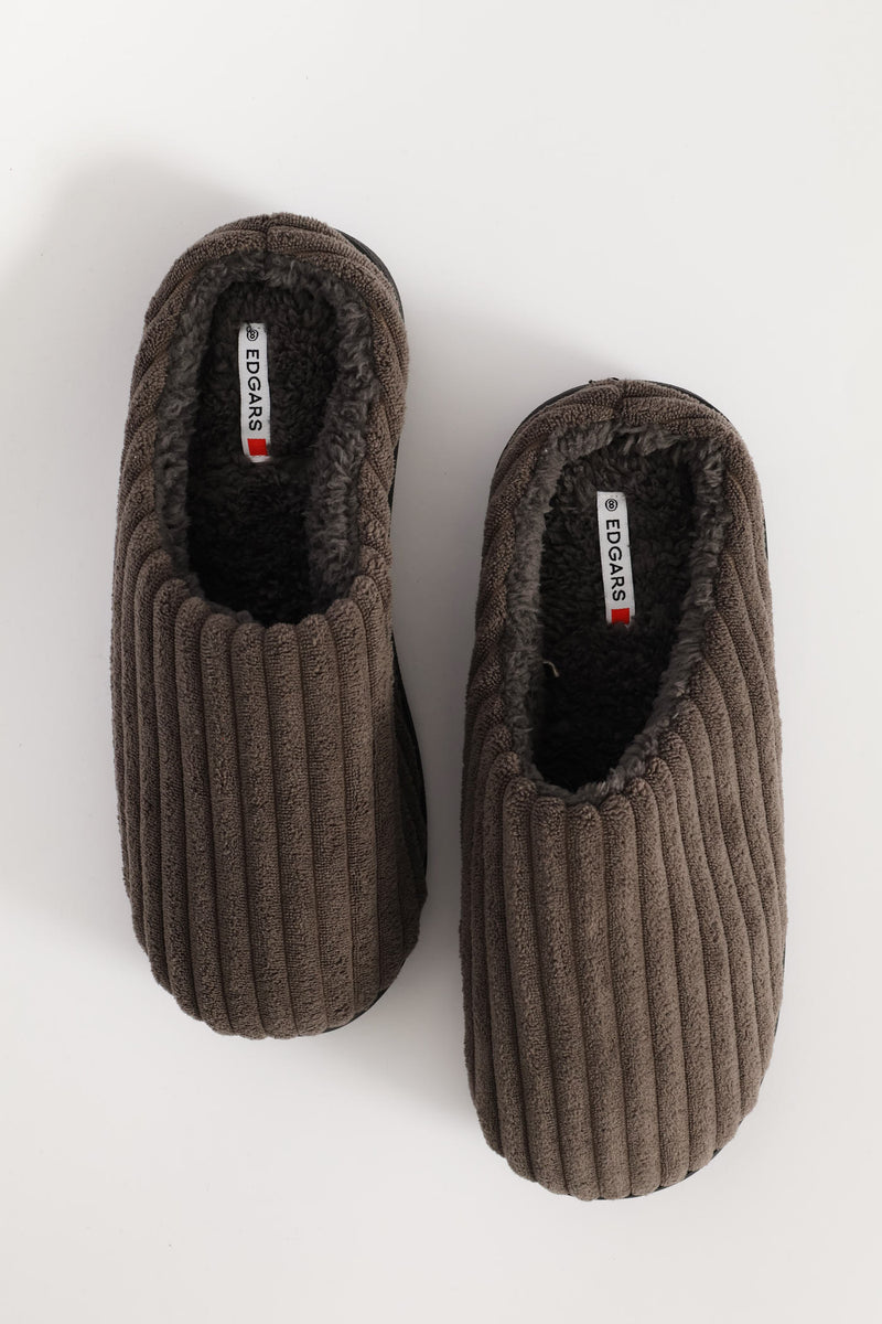 Thick Corduroy Upper Slipper - Grey