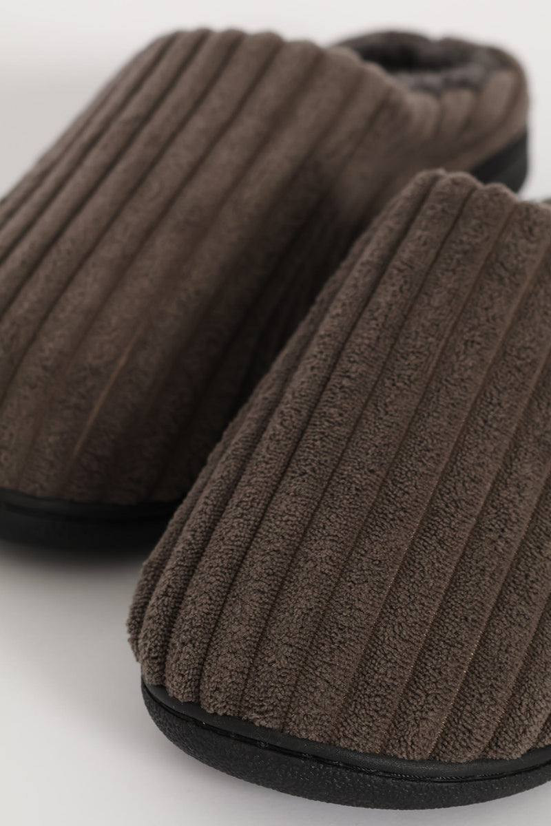 Thick Corduroy Upper Slipper - Grey