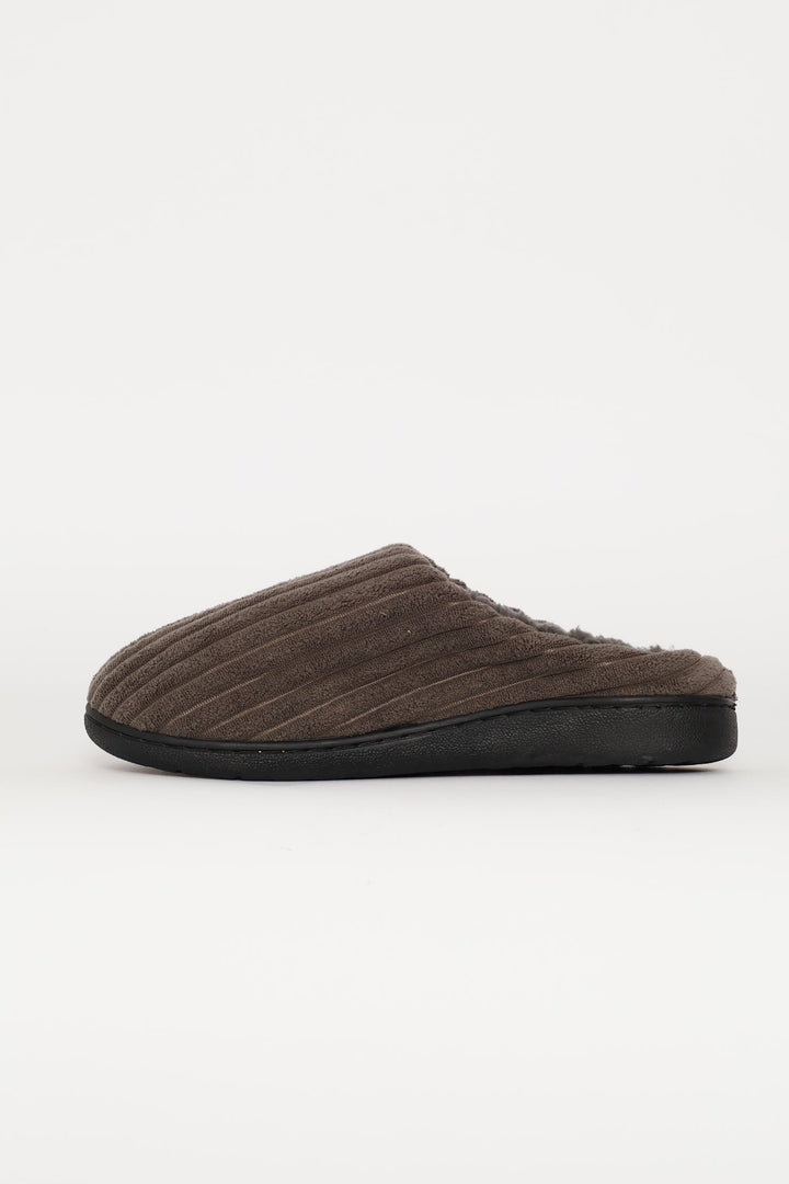 Thick Corduroy Upper Slipper - Grey