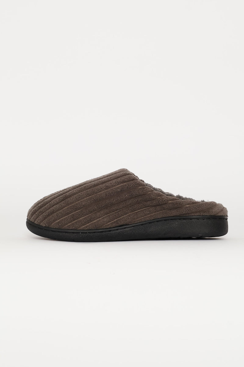 Thick Corduroy Upper Slipper - Grey