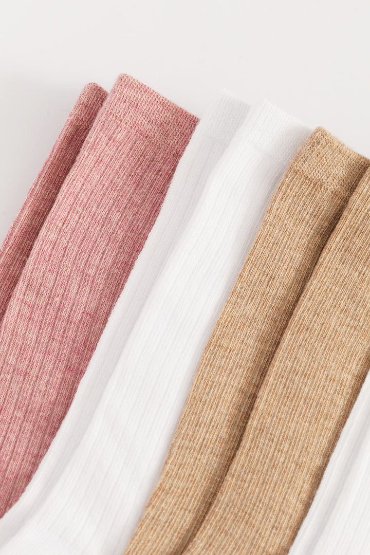 5 Pack Fashion Crew Socks - Natural