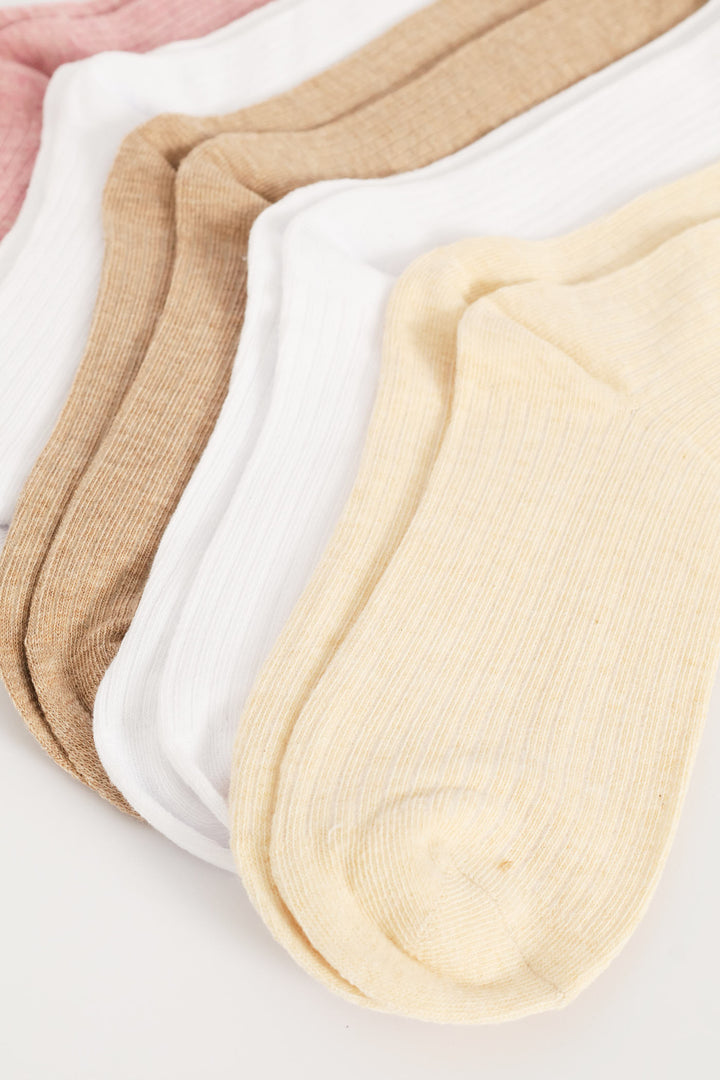5 Pack Fashion Crew Socks - Natural
