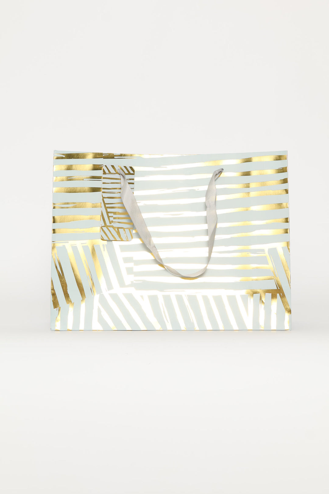Gold Foil Stripey Gift Bag - Light Blue