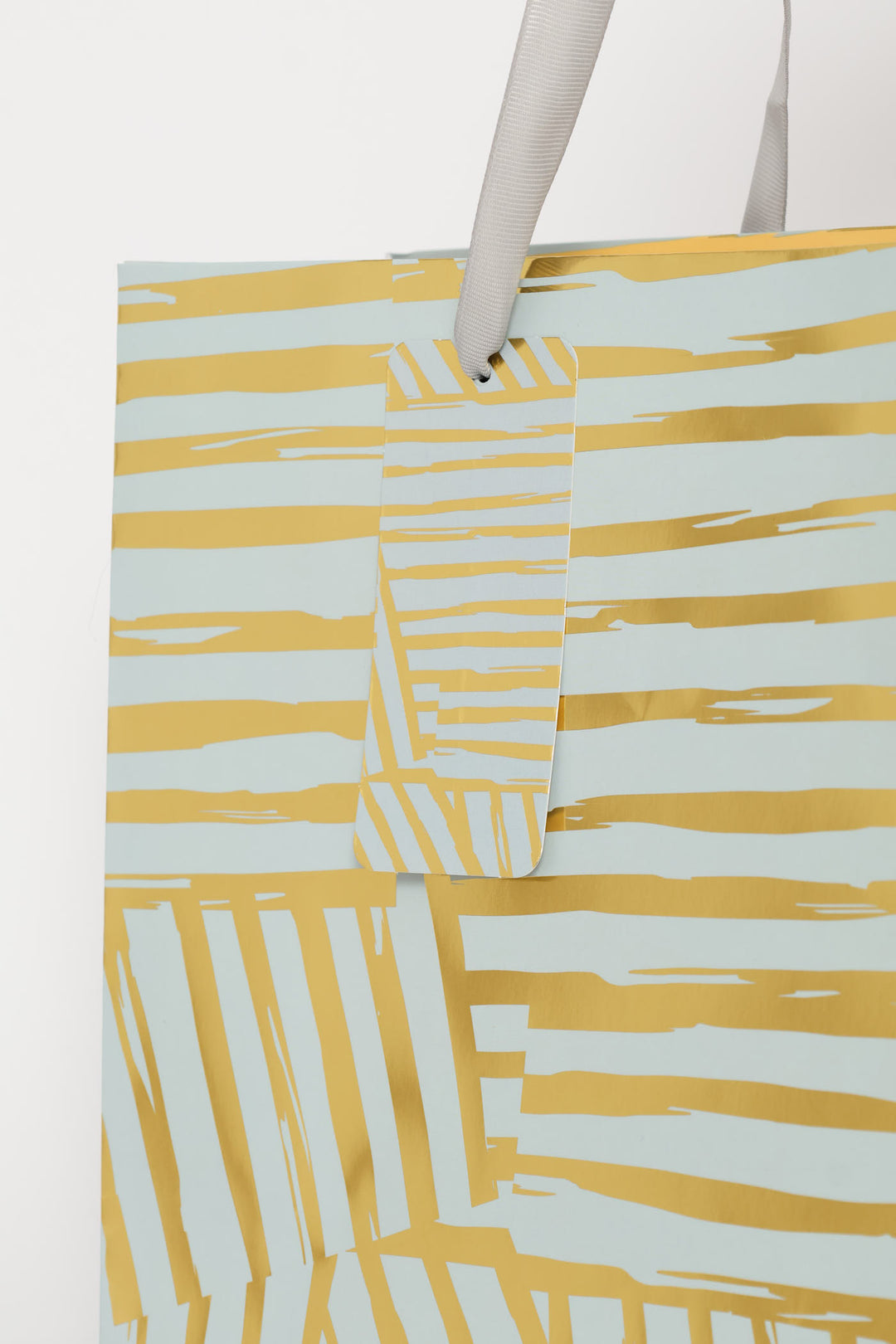 Gold Foil Stripey Gift Bag - Light Blue