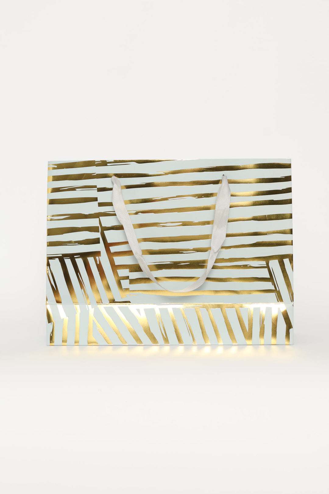 Gold Foil Stripey Gift Bag - Light Blue