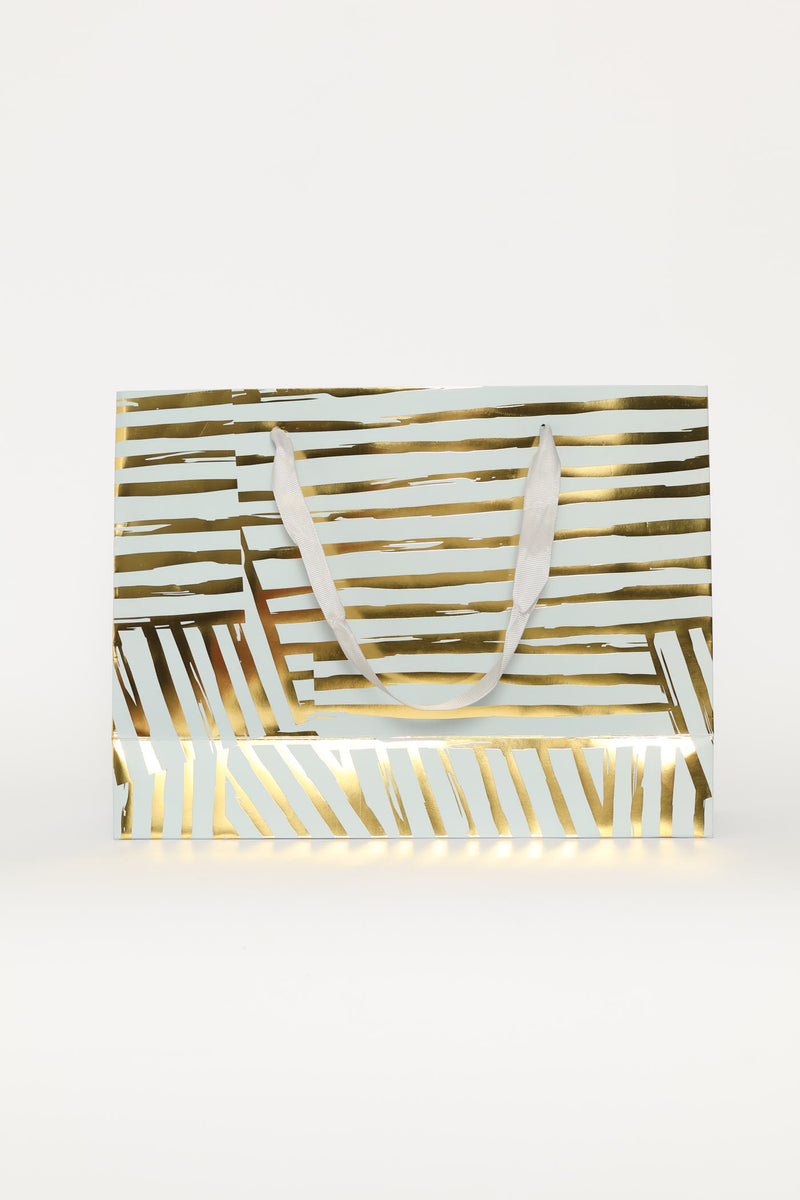 Gold Foil Stripey Gift Bag - Light Blue