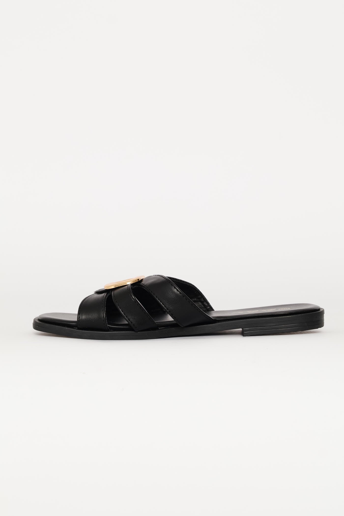 Ladies Gold Trim Triple Crosstrap Sandal - Black – Edgars