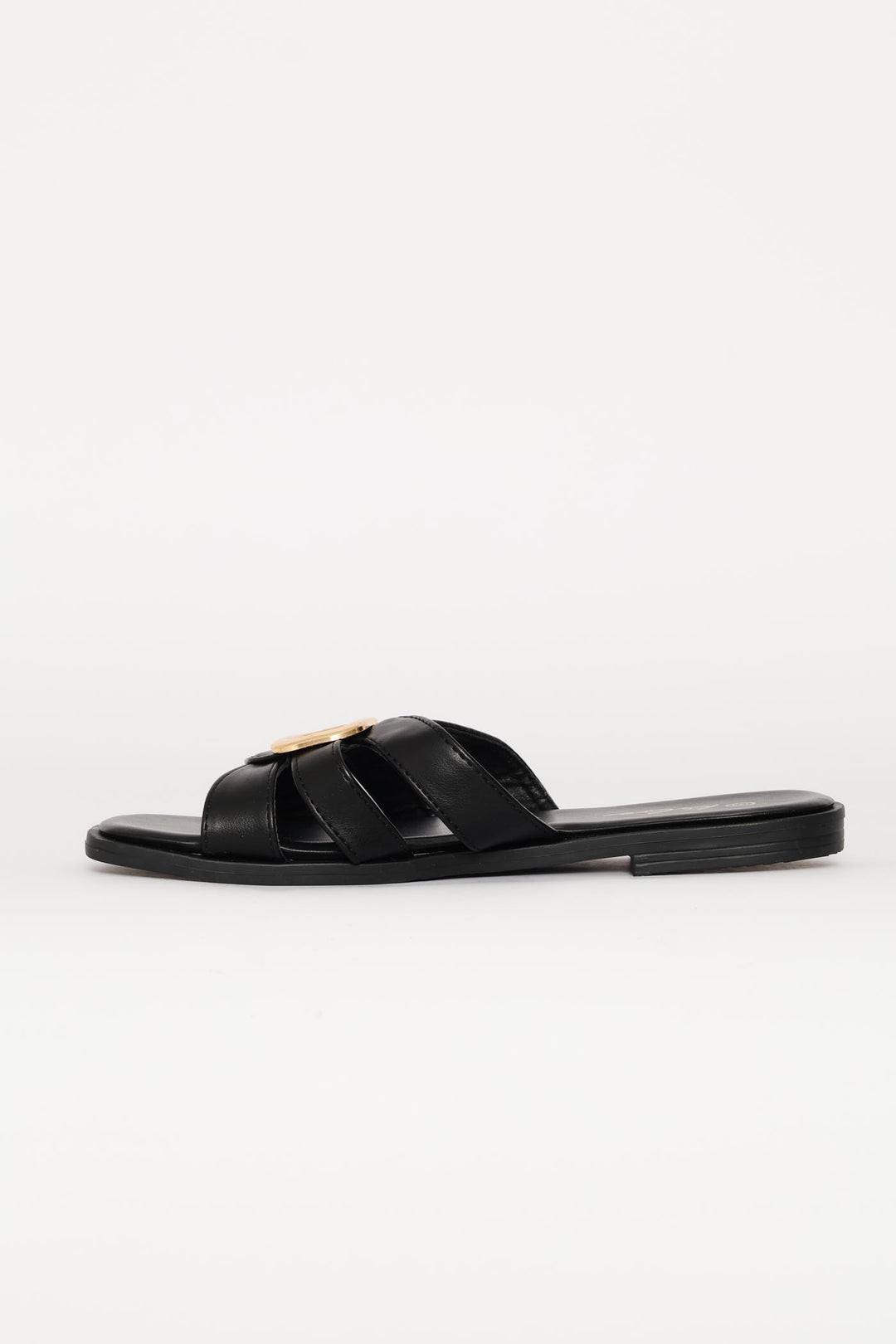 Gold Trim Triple Crosstrap Sandal - Black