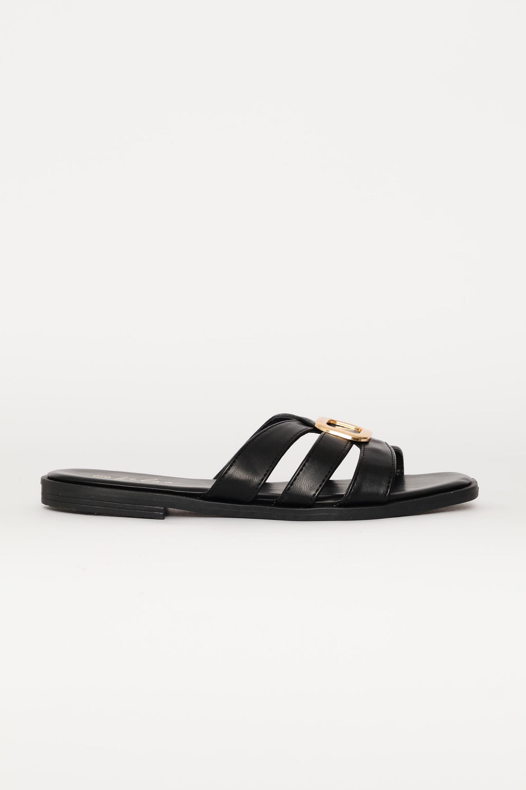 Gold Trim Triple Crosstrap Sandal - Black