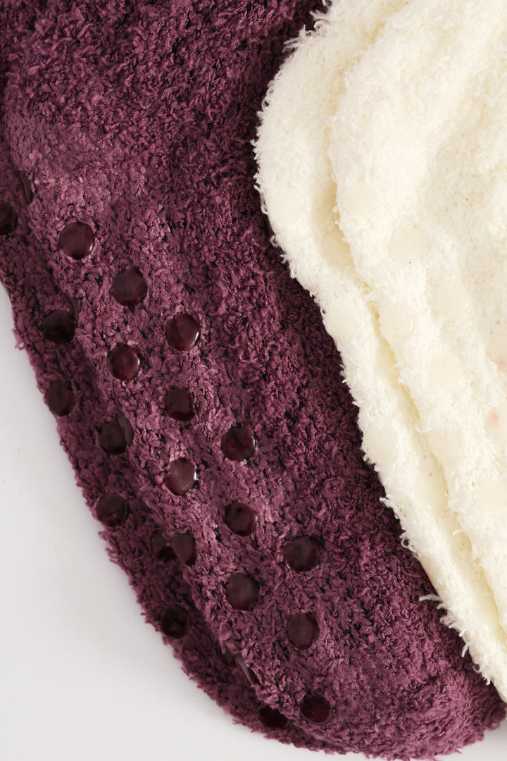 2 Pack Bows Cosy Socks - Burgundy