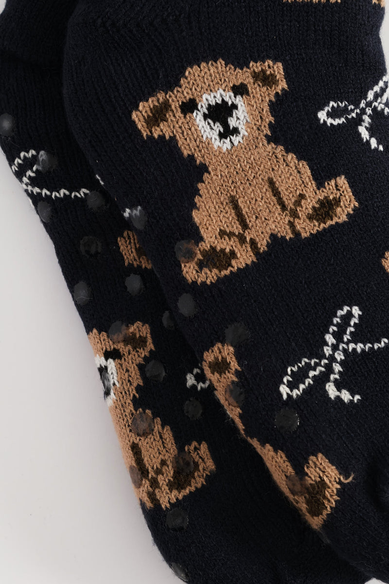 Winter Teddy Bed Socks - Navy