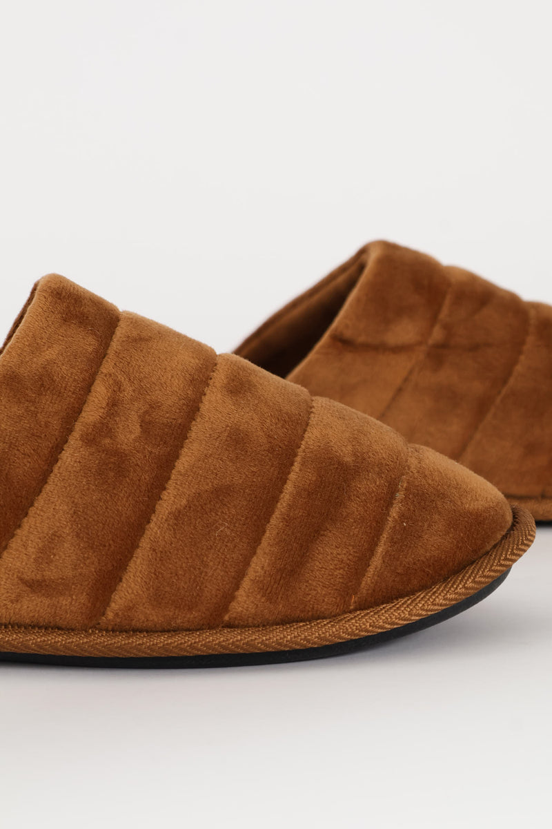 Plush Upper Comfort Slipper - Brown
