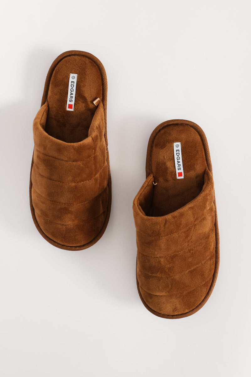 Plush Upper Comfort Slipper - Brown