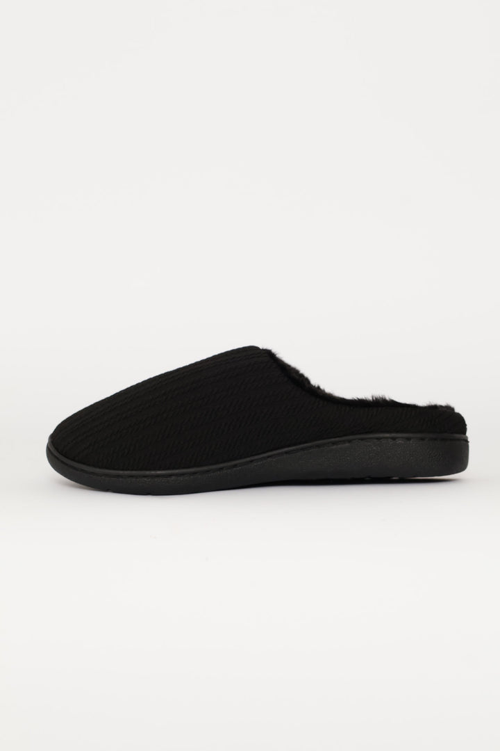 Braided Knit Upper Slipper - Black