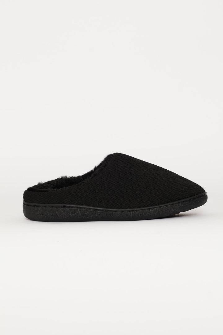 Braided Knit Upper Slipper - Black