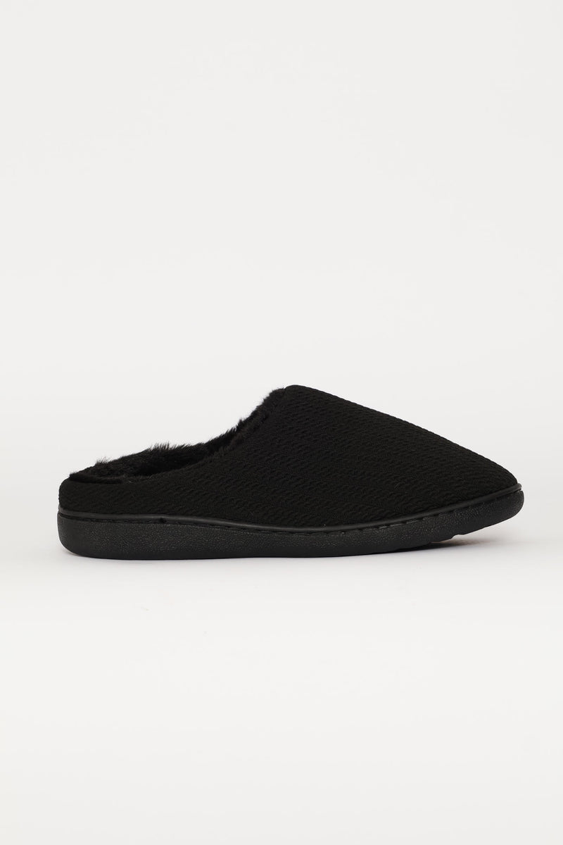 Braided Knit Upper Slipper - Black