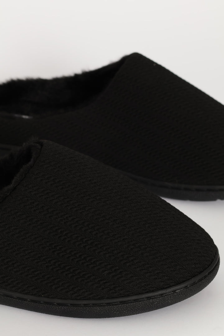 Braided Knit Upper Slipper - Black