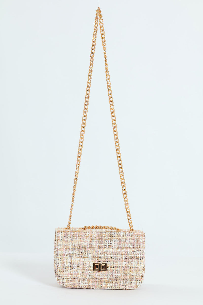 Tweed Satchel With Gold Hardware