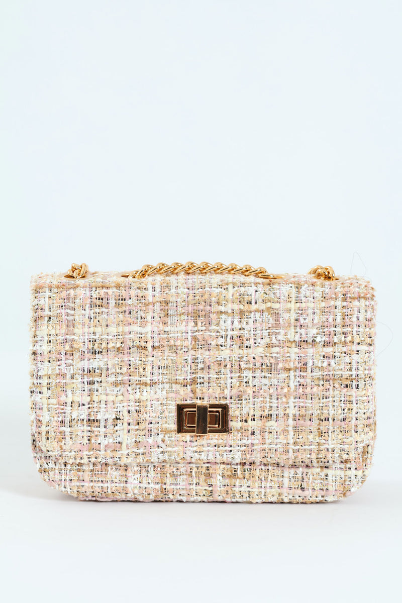 Tweed Satchel With Gold Hardware
