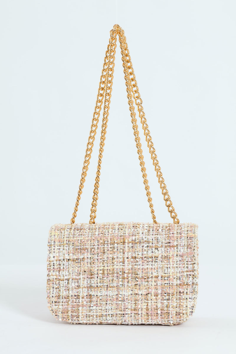 Tweed Satchel With Gold Hardware