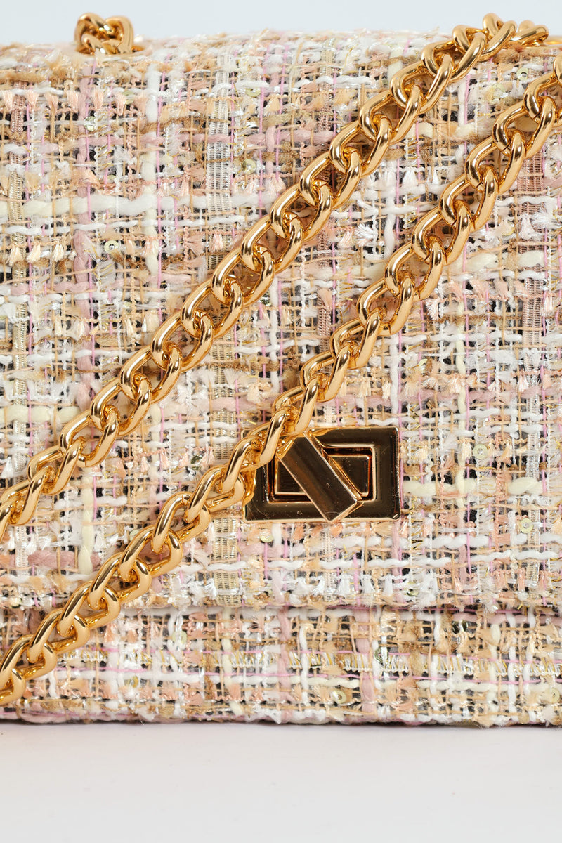 Tweed Satchel With Gold Hardware