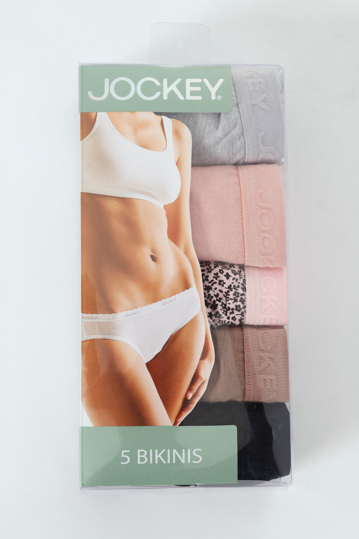 5 Pack Tonal Print Cotton Bikini Panties