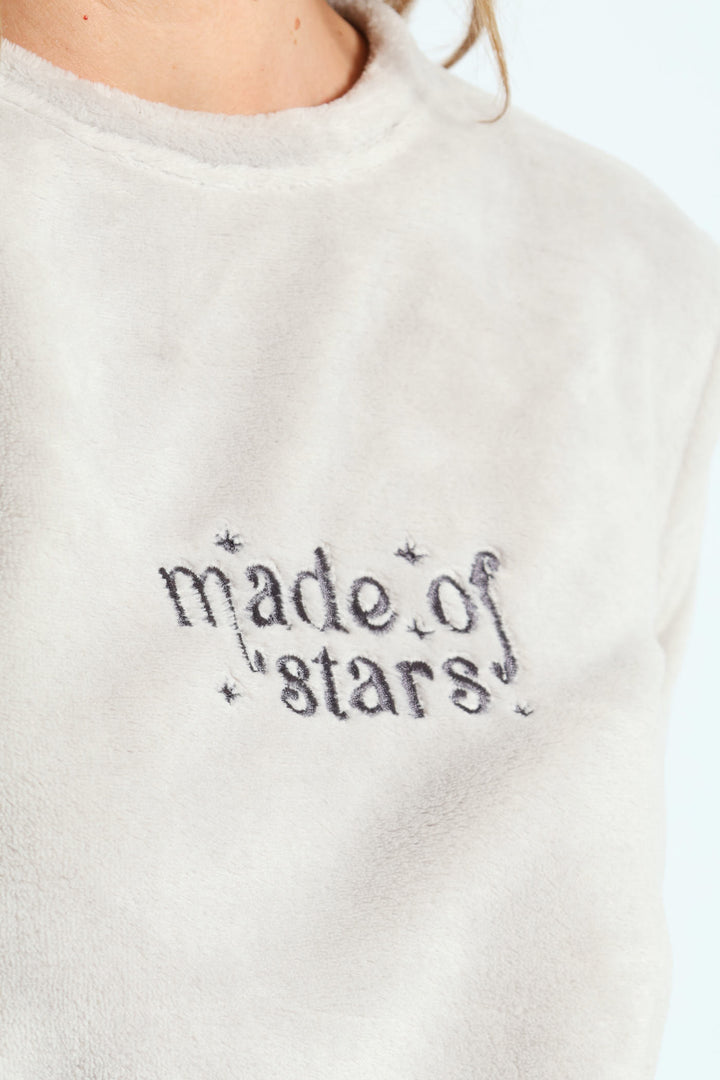 Embroidered Made Of Stars Cosy Sleep Set - Grey