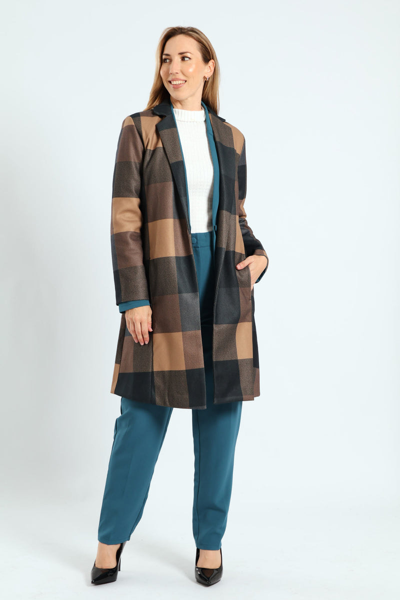 Basic Panelled Coat - Beige