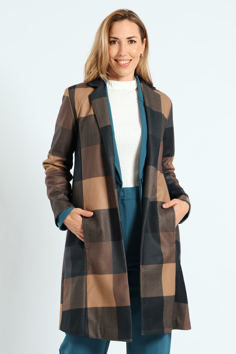 Basic Panelled Coat - Beige