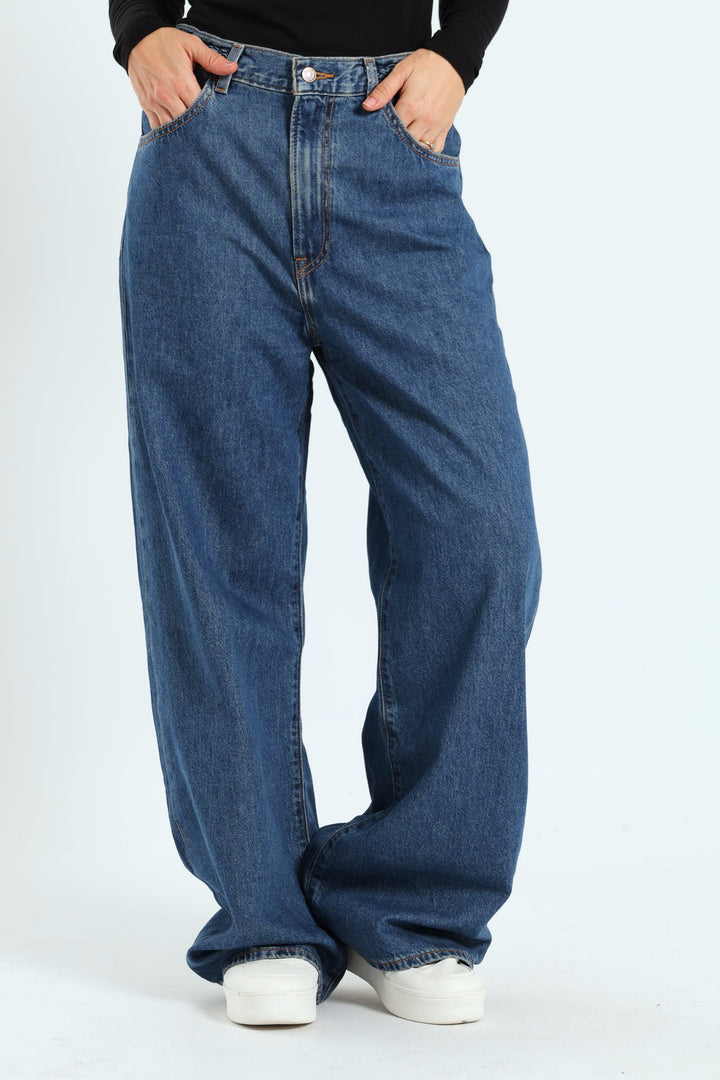 Ribcage Wide Leg Braided Jean - Light Wash