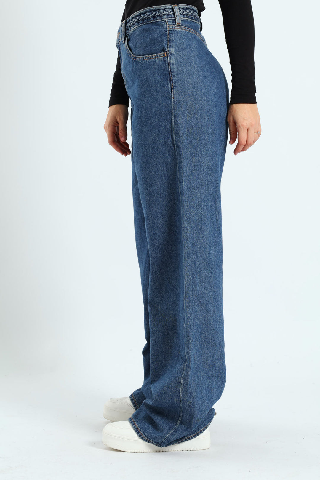 Ribcage Wide Leg Braided Jean - Light Wash