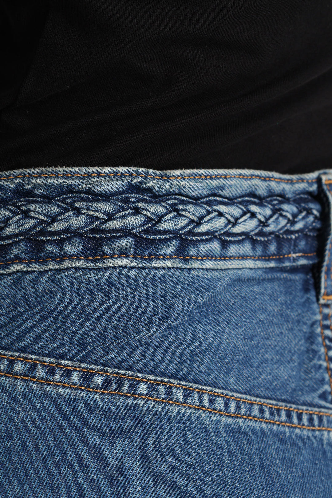 Ribcage Wide Leg Braided Jean - Light Wash