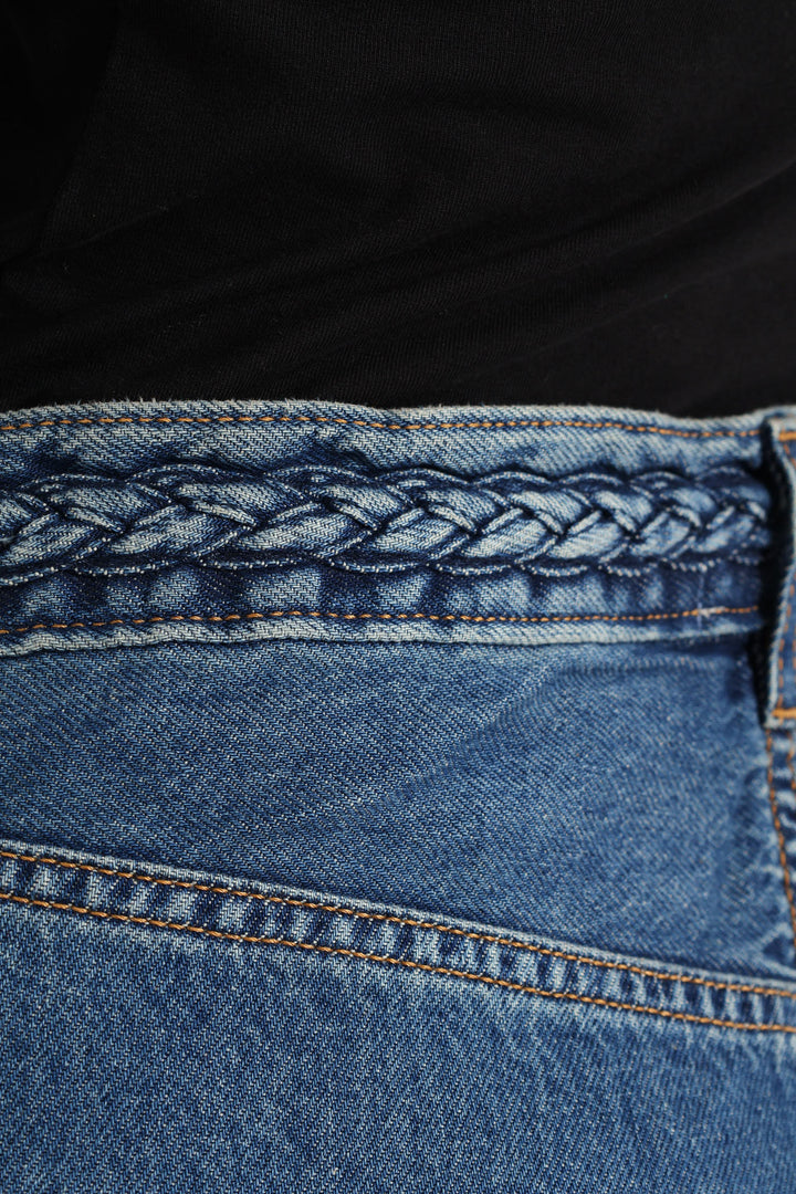 Ribcage Wide Leg Braided Jean - Light Wash