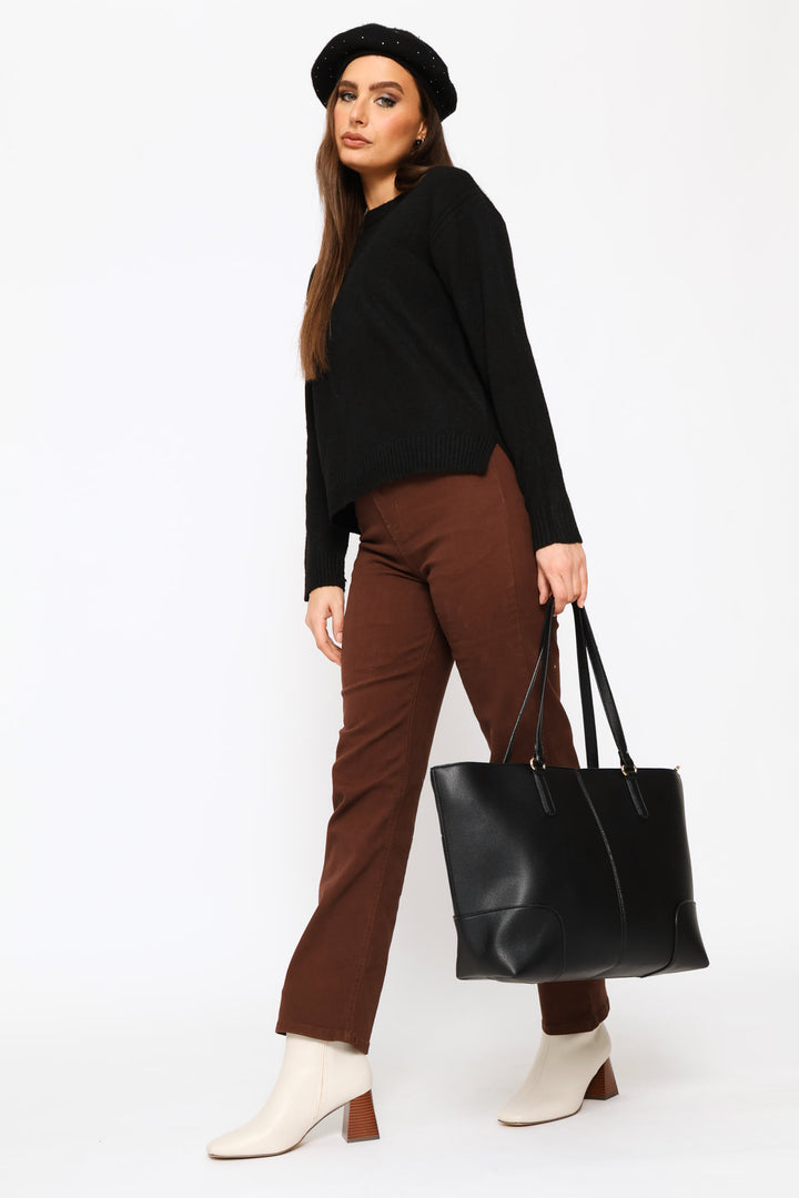 Panel Shopper Bag - Black